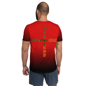 Red to Black Colors  Bornready Warready 3 Eye Skull All-Over Print Men's Athletic T-shirt