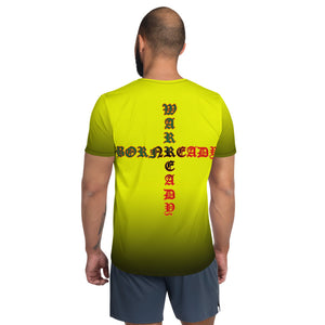 Yellow to Black Colors  Bornready Warready 3 Eye Skull All-Over Print Men's Athletic T-shirt