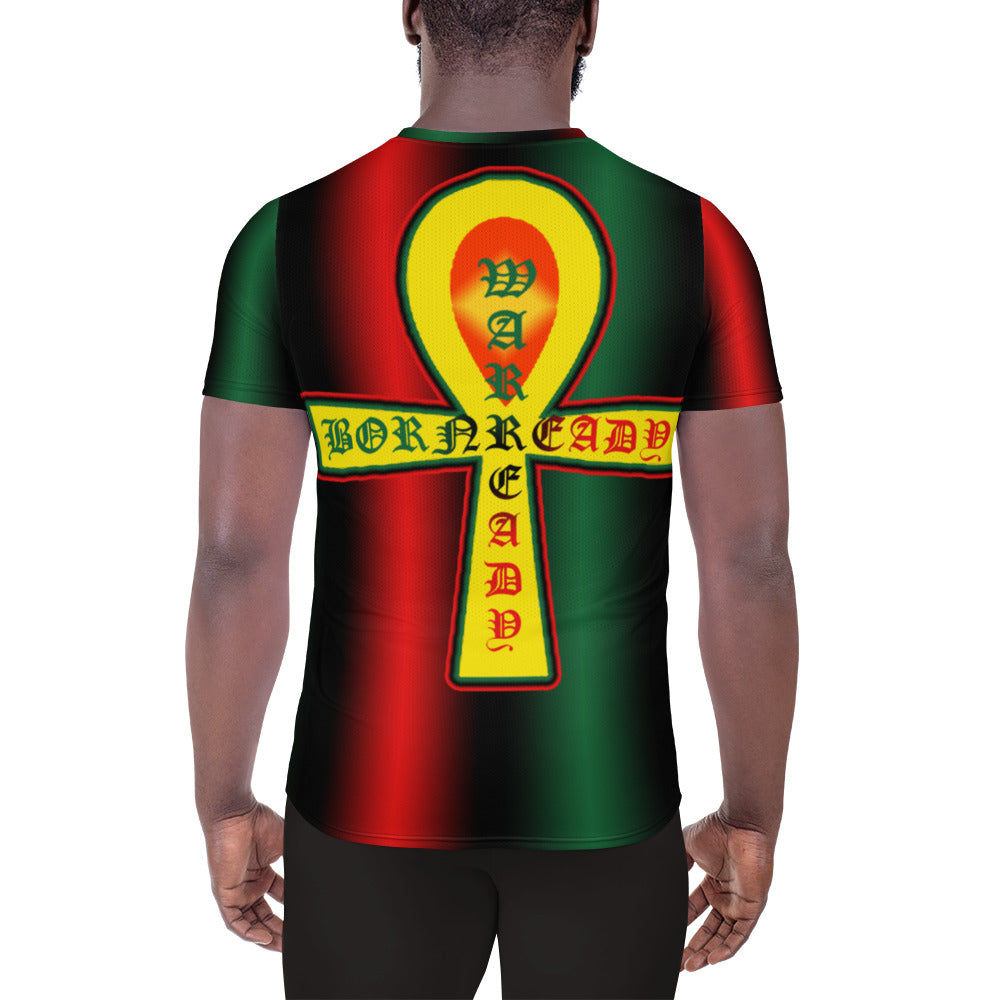 Pan African flag Colors Bornrready Warready 3 Eye Skull Style 2, All-Over Print Men's Athletic T-shirt