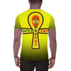 Yellow to Black Colors  Bornready Warready 3 Eye Skull Style 2, All-Over Print Men's Athletic T-shirt