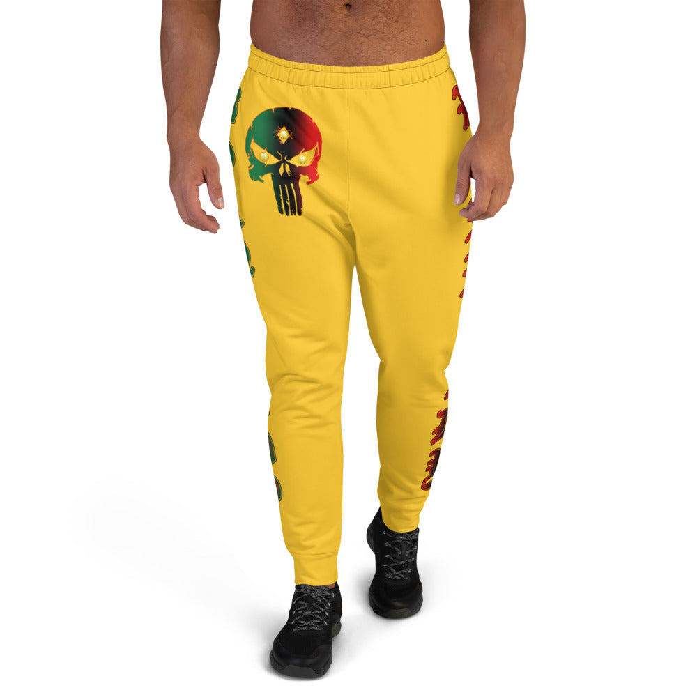 Color yellow Bornready Warready with 3 all seeing skull  Men's Joggers