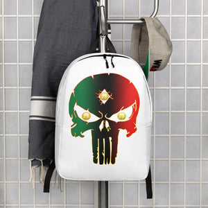 Color White  Pan African flag color 3rd eye skull Minimalist Backpack