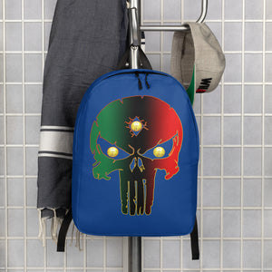 Color Blue 2 Pan African flag color 3rd eye skull Minimalist Backpack