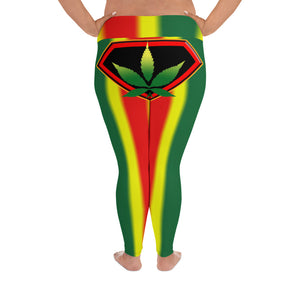 Rasta Cannabis woman logo back side All-Over Print Plus Size Leggings