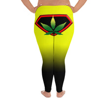 Load image into Gallery viewer, Yellow Cannabis woman logo back side All-Over Print Plus Size Leggings
