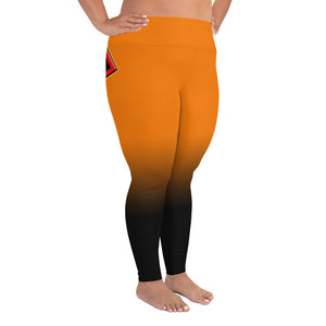 Orange Cannabis woman logo back side All-Over Print Plus Size Leggings
