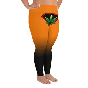Orange Cannabis woman logo front side All-Over Print Plus Size Leggings