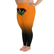 Load image into Gallery viewer, Orange Cannabis woman logo front side All-Over Print Plus Size Leggings
