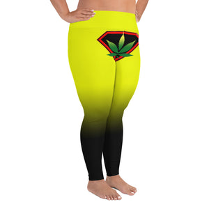 Yellow Cannabis woman logo front side All-Over Print Plus Size Leggings