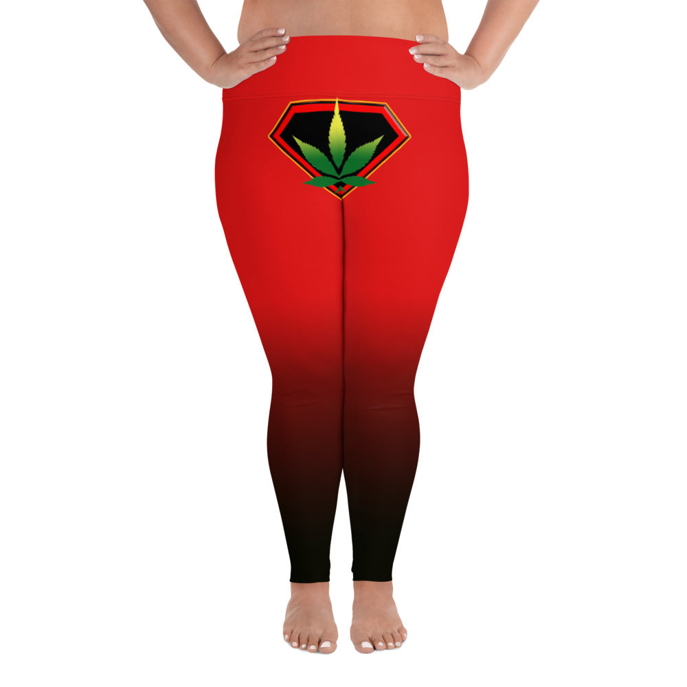 Red Cannabis woman logo front side All-Over Print Plus Size Leggings
