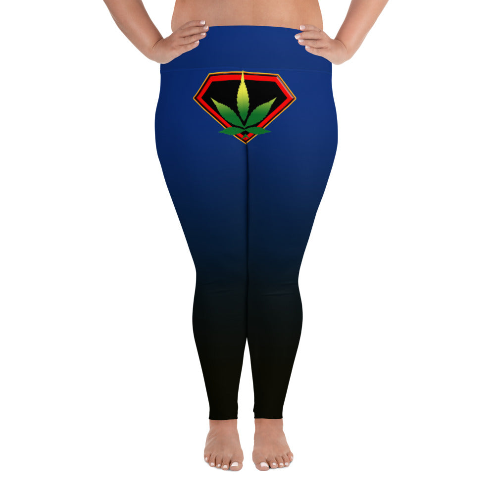 Blue Cannabis woman logo front side All-Over Print Plus Size Leggings