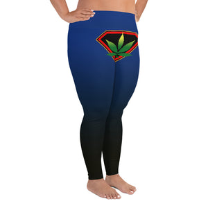 Blue Cannabis woman logo front side All-Over Print Plus Size Leggings