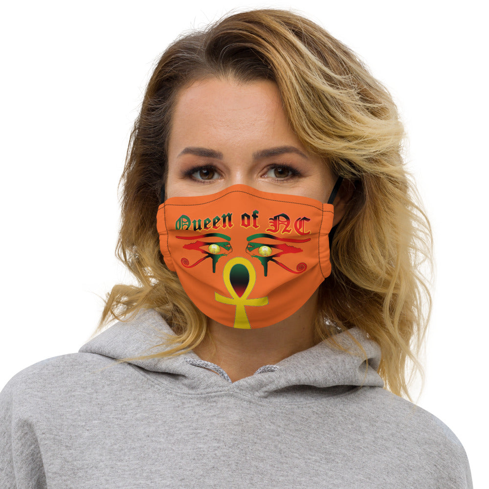Color Orange Queen with Ankh symbol of NC Premium face mask