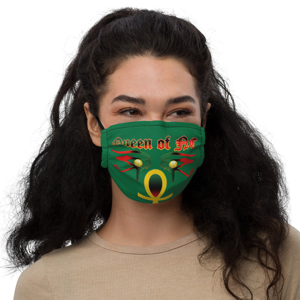 Color Green Queen with Ankh symbol of NC Premium face mask