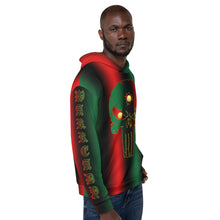 Load image into Gallery viewer, Pan African flag Coloring style Bornready warready  backside style 1 Unisex Hoodie
