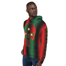 Load image into Gallery viewer, Pan African flag Coloring style Bornready warready  backside style 1 Unisex Hoodie
