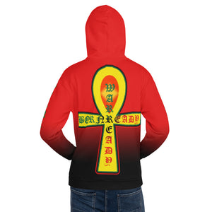 Red to black Coloring style Bornready warready  backside style 2 Unisex Hoodie