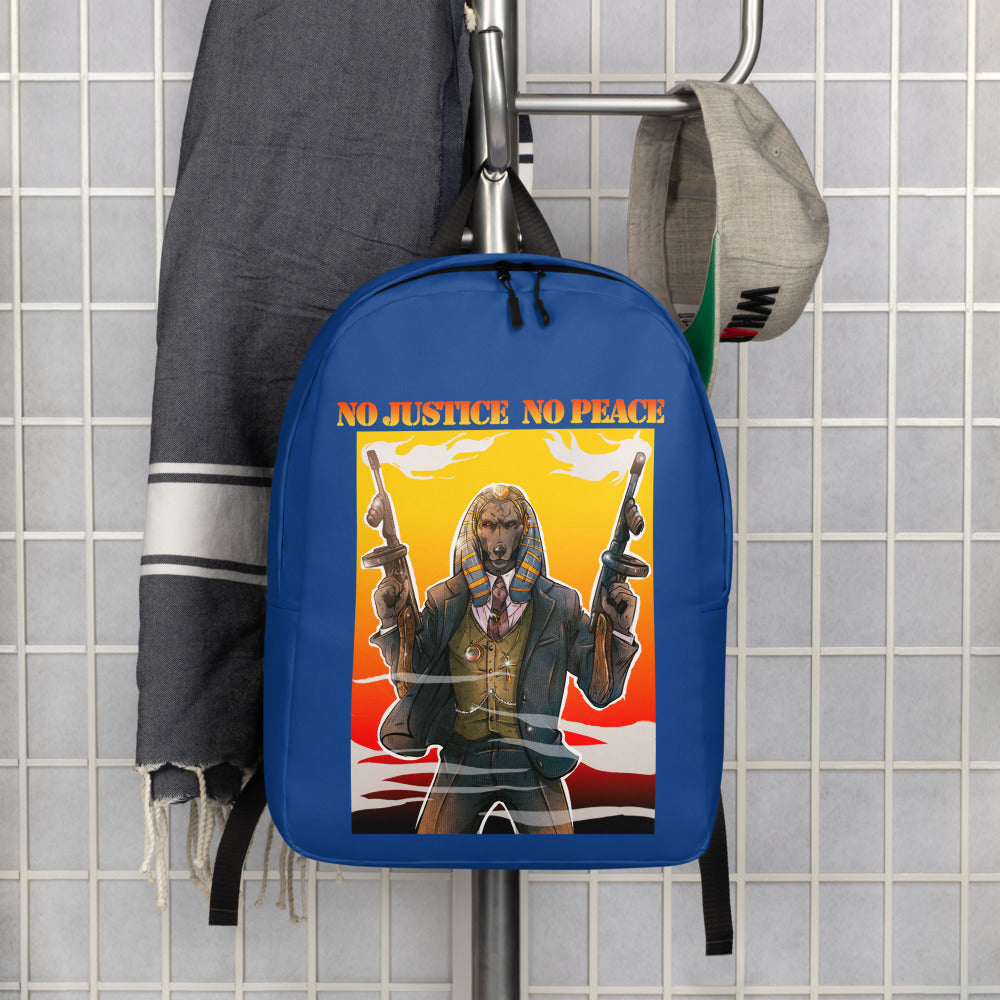 Blue No justice no peace Minimalist Backpack