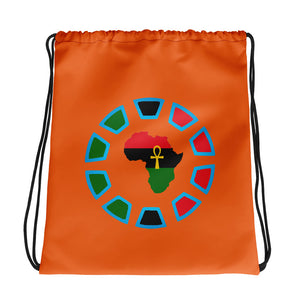 Orange Iron Africa Drawstring bag