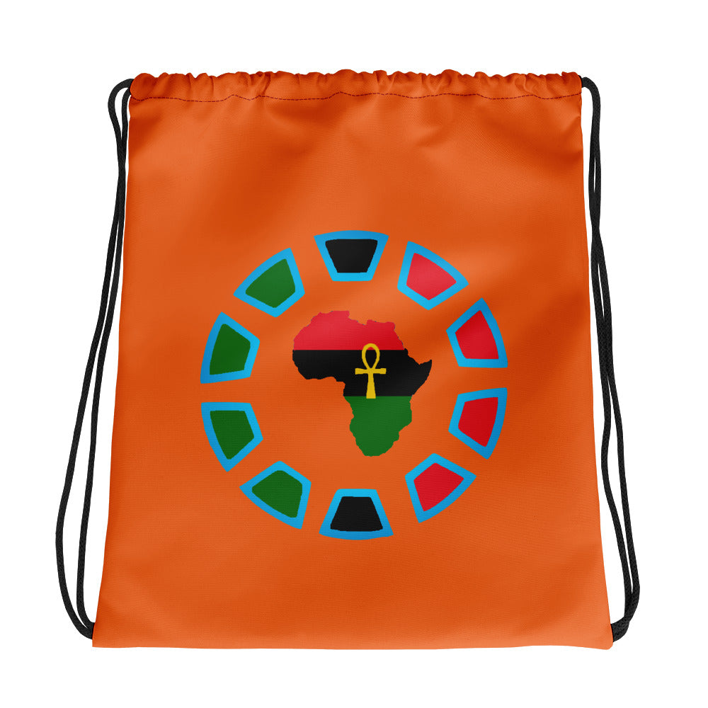 Orange Iron Africa Drawstring bag
